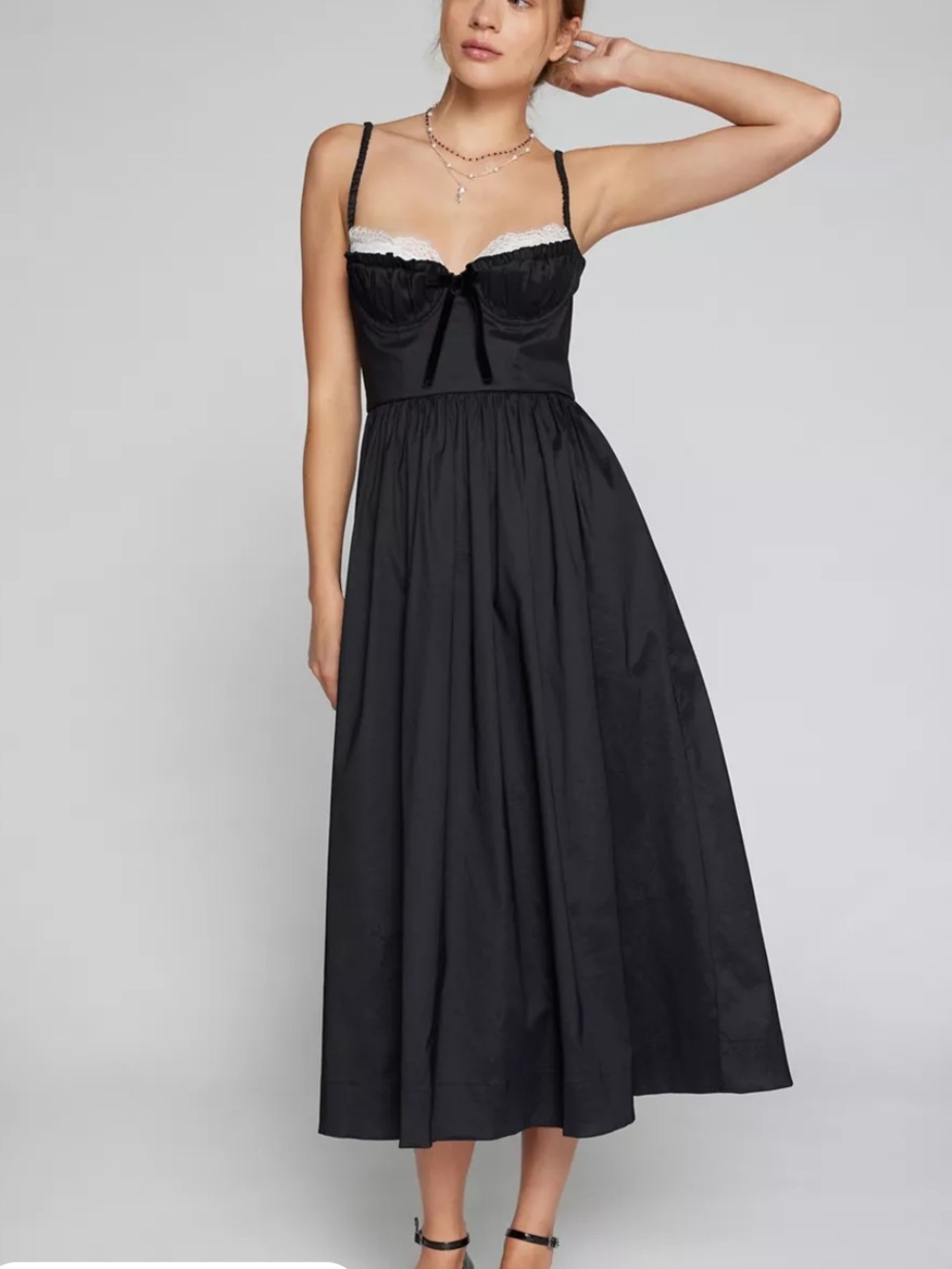 For Love and Lemons Black Maxi Dress with Spaghetti Straps
